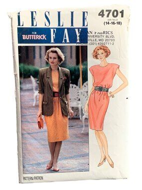 Butterick Womens Dress Jacket Sewing Pattern 4701 Size 14-16-18 Uncut 90s